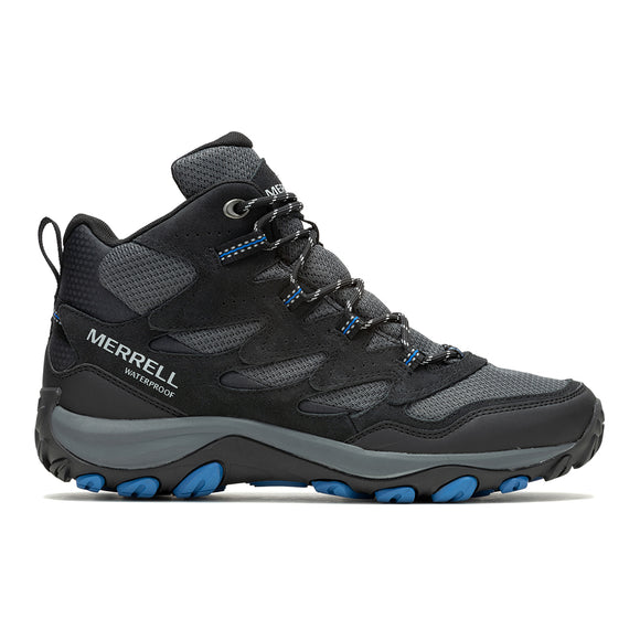 West Rim Mid Waterproof -Black/Blue Mens Hiking Shoes | Merrell Online ...